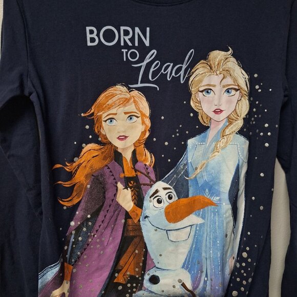 Disney Frozen II Shirt Girls XL 14 16 Long Sleeve Blue Princess Anna Olaf Elsa - Picture 2 of 7